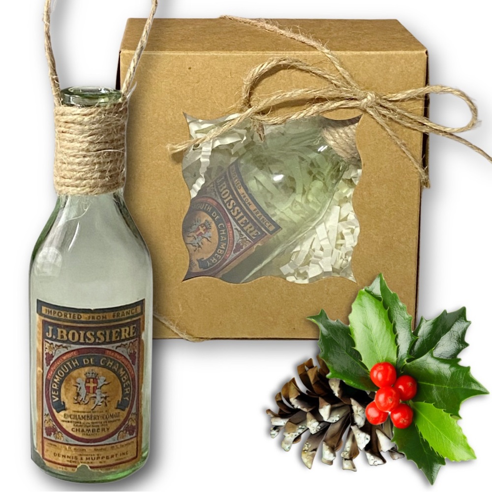 J. Boissiere Vermouth Chambéry Artisan Vintage Glass Miniature Bottle Ornament